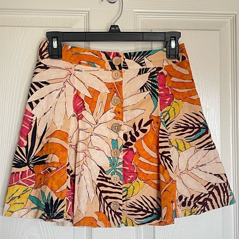 Forever 21 linen blend tropical skirt size s